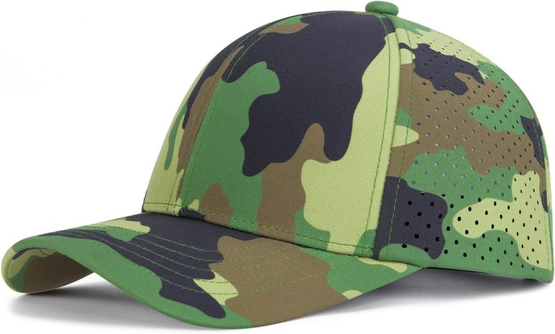 VOBOOM Men Quick Dry Baseball Cap Laser Cut Mesh Ball Curved Brim Snapback Hat - Image 1